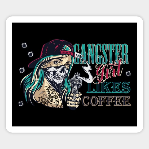 Gangster girl with gun with mask Sticker by Muse